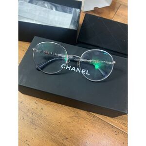 CHANEL Round Silver Metal Frame Glasses sunglasses frame